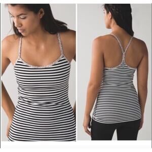 Vtg Lululemon Power Y Tank Size 4 Narrow Bold Stripe Dottie Dosh Run Gym Hike